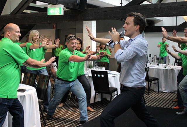 Team activity with energy and laughter