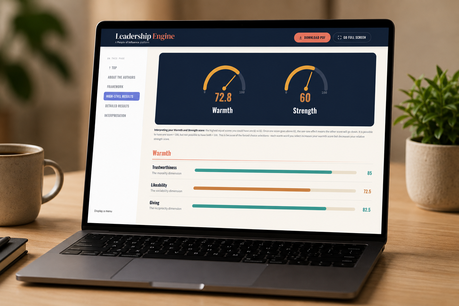 The Magnetic Influence Diagnostic report shown on a laptop